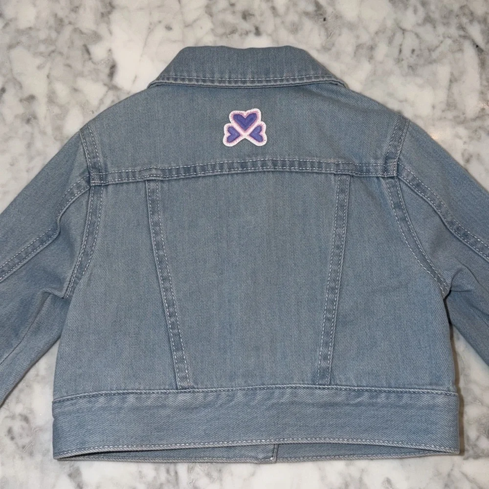 NWOT Zimmermann Kids Denim Jacket with Rainbow Patch 1Y